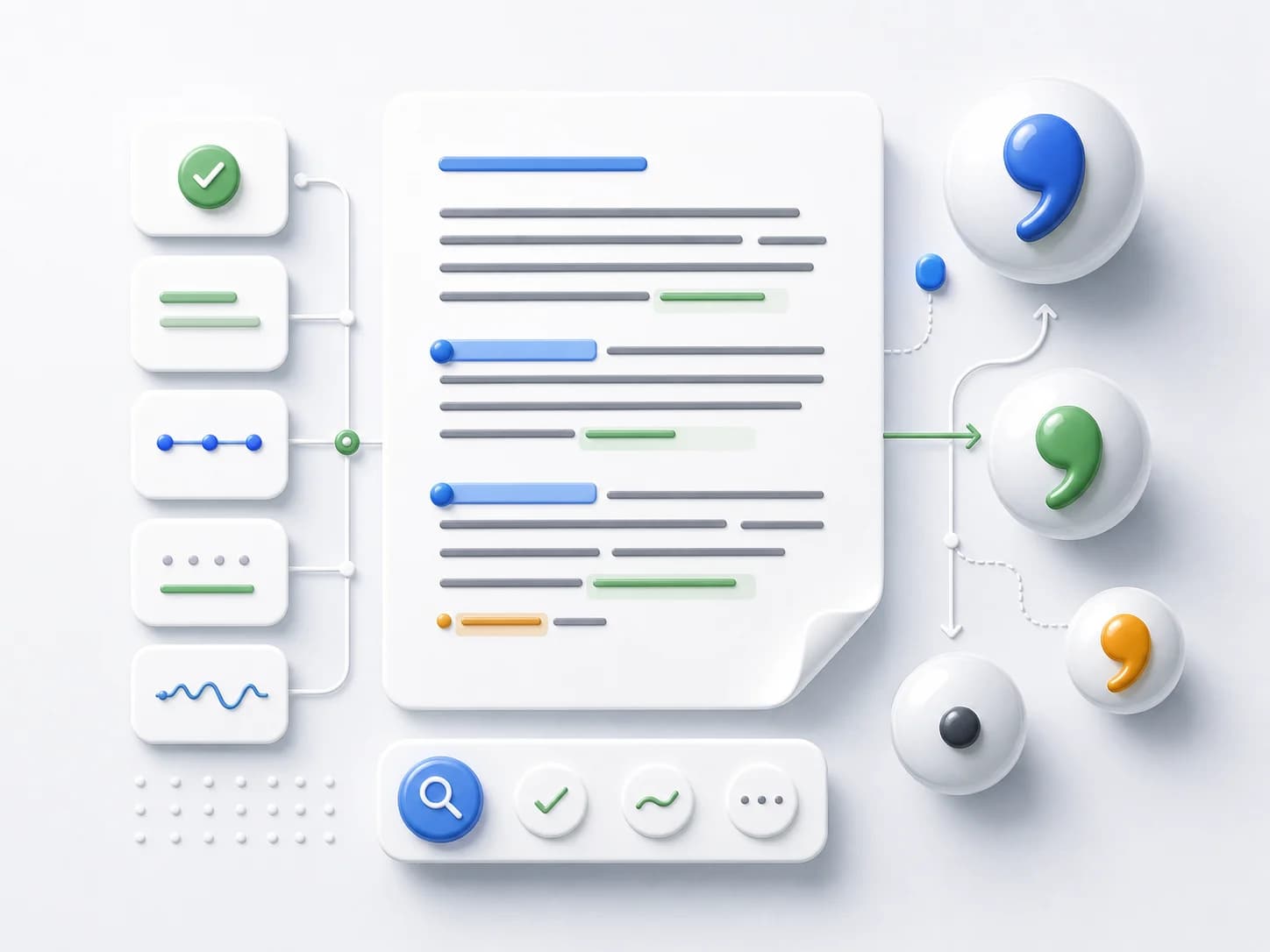 Grammar and punctuation checker marks in a draft
